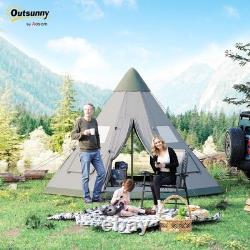 Large 6 Person Tipi Camping Tent with Mesh Windows and Floor 3.65x3.65m