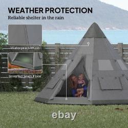 Large 6 Person Tipi Camping Tent with Mesh Windows and Floor 3.65x3.65m
