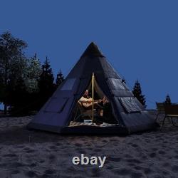 Large 6 Person Tipi Camping Tent with Mesh Windows and Floor 3.65x3.65m