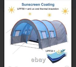 Large 8-10 Man Waterproof Camping Tent Group Family Outdoor Hiking Tunnel Room