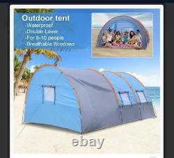 Large 8-10 Man Waterproof Camping Tent Group Family Outdoor Hiking Tunnel Room