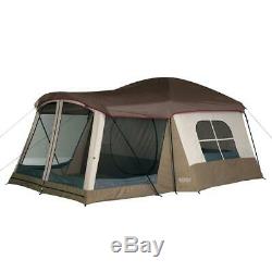 Large 8-Person Outdoor Camping Tent with Screen Room, 3-Season 16 x 11 ft. Brown