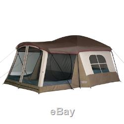 Large 8 Person Screen Room Outdoor Camping Tent Brown Fiberglass Frame Steel