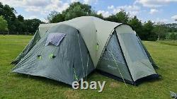 Large 8-person family camping dome tent with four separate sleeping pods