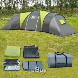 Large 9 Man Camping Tent 4 Bedroom Waterproof Awning Family Festival Hiking