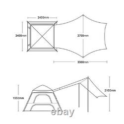 Large Auto Pop Up Camping Tent Rainproof Sun Shelter With Canopy For Hiking