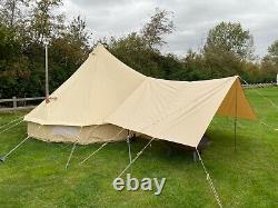Large Bell Tent Cotton Canvas Awning With Pole 400cm x 260cm