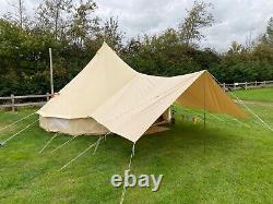 Large Bell Tent Cotton Canvas Awning With Pole 400cm x 260cm (AWNING ONLY)