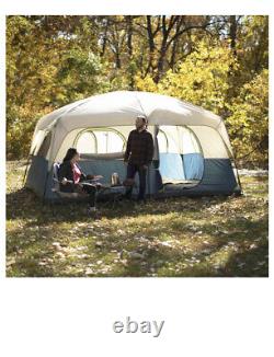 Large Cabin Tent 10 Person Blue 14x10 Camping Hunting Outdoor Hiking Ozark Trail