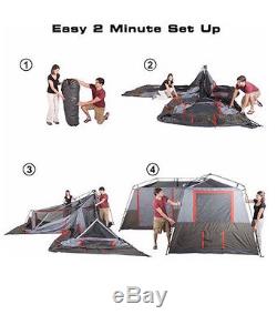 Large Camping Tent 12 Person 3 Rooms Hiking Cabin Family Hunting Trail Gray Red