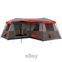 Large Camping Tent 12 Person 3 Rooms Instant Red 16'x16' Family Huge Cabin River