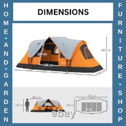 Large Camping Tent 5 6 Man Steel Frame with Bag Metal Pegs Outdoor Hiking Orange