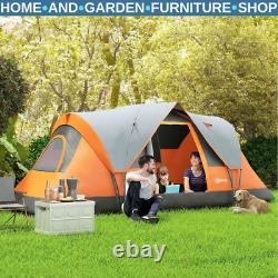 Large Camping Tent 5 6 Man Steel Frame with Bag Metal Pegs Outdoor Hiking Orange