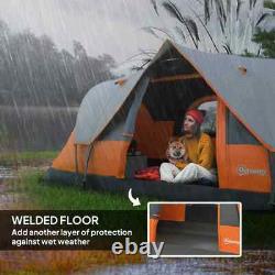 Large Camping Tent 5 6 Man Steel Frame with Bag Metal Pegs Outdoor Hiking Orange