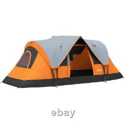 Large Camping Tent 5 6 Man Steel Frame with Bag Metal Pegs Outdoor Hiking Orange