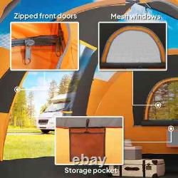 Large Camping Tent 5 6 Man Steel Frame with Bag Metal Pegs Outdoor Hiking Orange