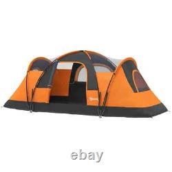 Large Camping Tent 5 6 Man Steel Frame with Bag Metal Pegs Outdoor Hiking Orange