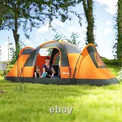 Large Camping Tent 5 6 Man Steel Frame with Bag Metal Pegs Outdoor Hiking Orange