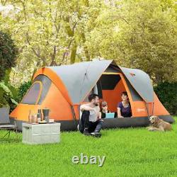 Large Camping Tent 5 6 Man Steel Frame with Bag Metal Pegs Outdoor Hiking Orange