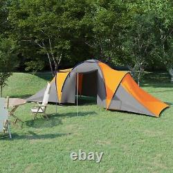 Large Camping Tent 6 Persons Outdoor Summer Fishing Tent Grey & Orange