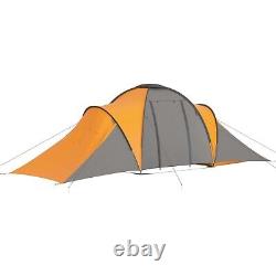 Large Camping Tent 6 Persons Outdoor Summer Fishing Tent Grey & Orange