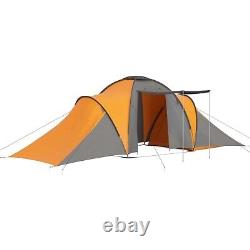 Large Camping Tent 6 Persons Outdoor Summer Fishing Tent Grey & Orange