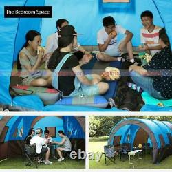 Large Camping Tent 8-10 Person Family Tunnel Tents Waterproof Blue Column Tent