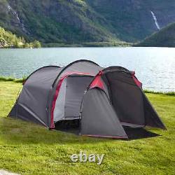 Large Camping Tent Double Room 4 Person Portable Shelter Fishing Carry Bag Grey