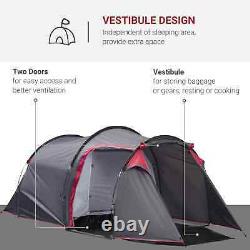 Large Camping Tent Double Room 4 Person Portable Shelter Fishing Carry Bag Grey