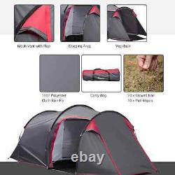 Large Camping Tent Double Room 4 Person Portable Shelter Fishing Carry Bag Grey