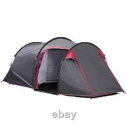Large Camping Tent Double Room 4 Person Portable Shelter Fishing Carry Bag Grey