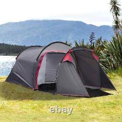 Large Camping Tent Double Room 4 Person Portable Shelter Fishing Carry Bag Grey
