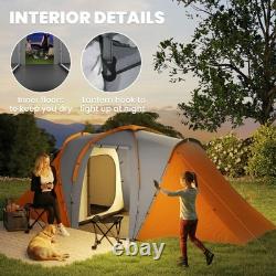 Large Camping Tent Tunnel Tent with 2 Bedroom and Living Area, 2000mm Waterproof