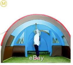 Large Camping Tent Waterproof Canvas Fiberglass 8-10 People Family Tunnel Summer