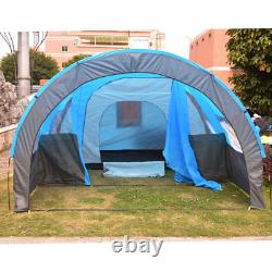 Large Camping Tent Waterproof Canvas Fiberglass Family Tunnel 5-8 People