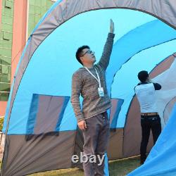 Large Camping Tent Waterproof Canvas Fiberglass Family Tunnel 5-8 People