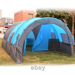 Large Camping Tent Waterproof Canvas Fiberglass Family Tunnel 5-8 People