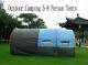 Large Camping Tent Waterproof Canvas Fiberglass 5-8 People Family Tunnel