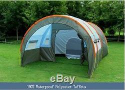 Large Camping tent Waterproof Canvas Fiberglass 5-8 People Family Tunnel