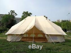Large Canvas Bell Tent with Zipper Floor Waterproof Family Camping Hotel Tent