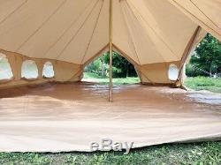 Large Canvas Bell Tent with Zipper Floor Waterproof Family Camping Hotel Tent