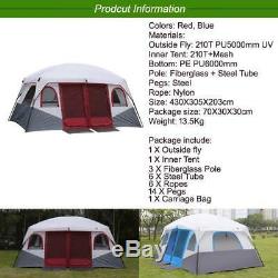 Large Family Camping Tents Waterproof Cabin Outdoor Tent For 8 10 12 Person New
