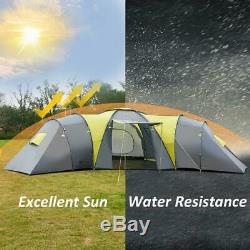 Large Family Premium Tent 9 Person 3 Bedroom Camping Outdoor Awning Waterproof