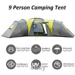 Large Family Premium Tent 9 Person 3 Bedroom Camping Outdoor Awning Waterproof