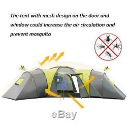 Large Family Premium Tent 9 Person 3 Bedroom Camping Outdoor Awning Waterproof