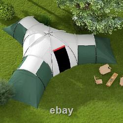 Large Family Tent with 3 Bedroom, Living Area and Porch for 6-9 Person, Green