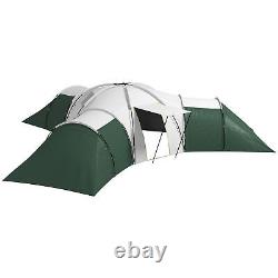 Large Family Tent with 3 Bedroom, Living Area and Porch for 6-9 Person, Green