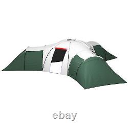 Large Family Tent with 3 Bedroom, Living Area and Porch for 6-9 Person, Green