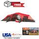 Large Outdoor Camping Tent 10-person 3-room Cabin Screen Porch Waterproof Red