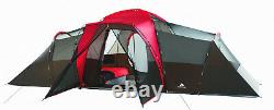 Large Outdoor Camping Tent 10-Person 3-Room Cabin Screen Porch Waterproof Red